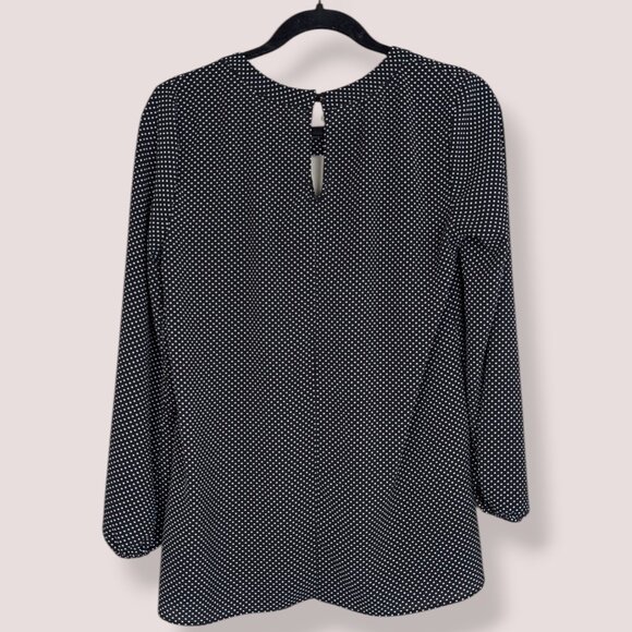 B&W Polka Dot Keyhole Blouse - Picture 5 of 5